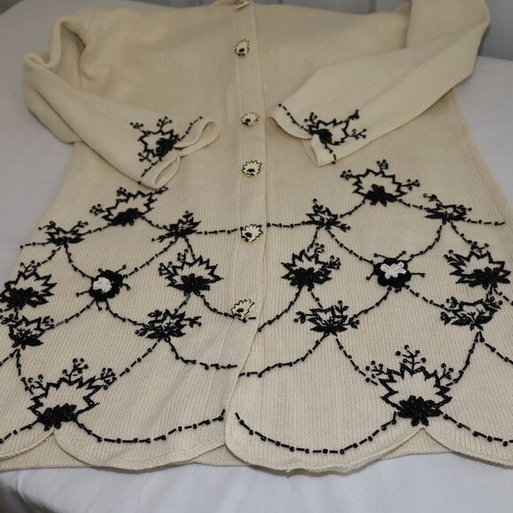 Storybook Knits Womens Forever Famous Long Cardigan Sweater Size Med NWT Beaded - Picture 5 of 7